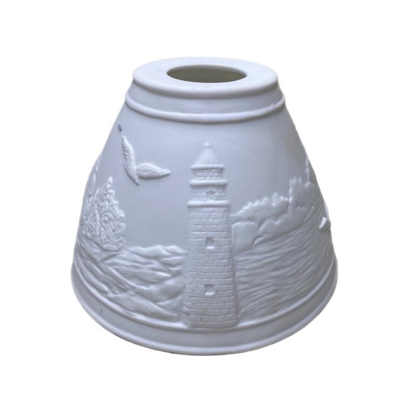 Meico Retro Art Embossed Bisque Porcelain Electric Lamp/Night Light Seashore - Picture 5 of 12